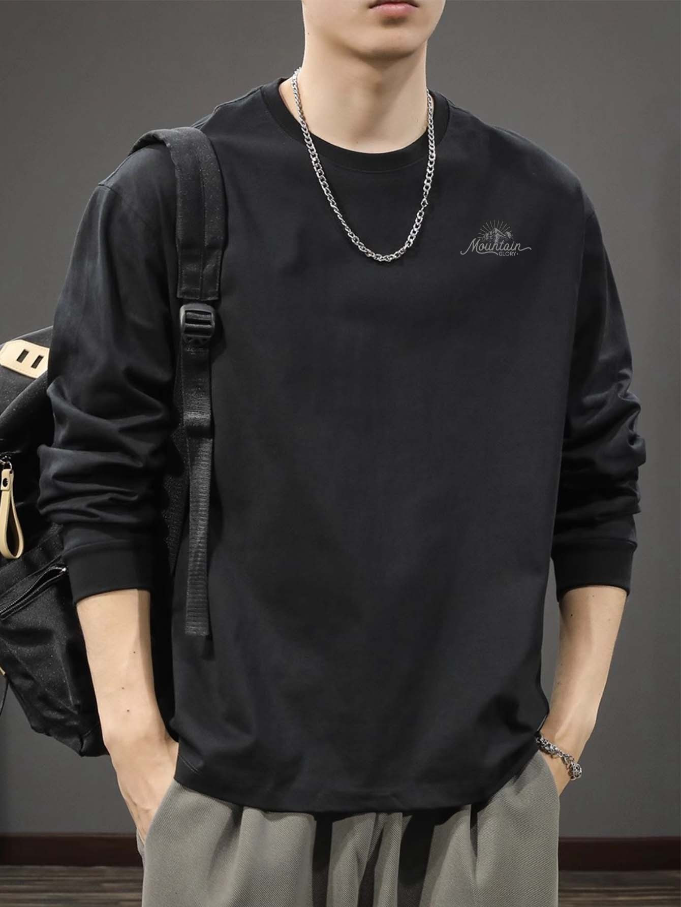 100% 면 남성용 크루넥 긴팔 티셔츠 루즈핏 플러스  - Undershirt Crew Neck 리뷰 및 가격