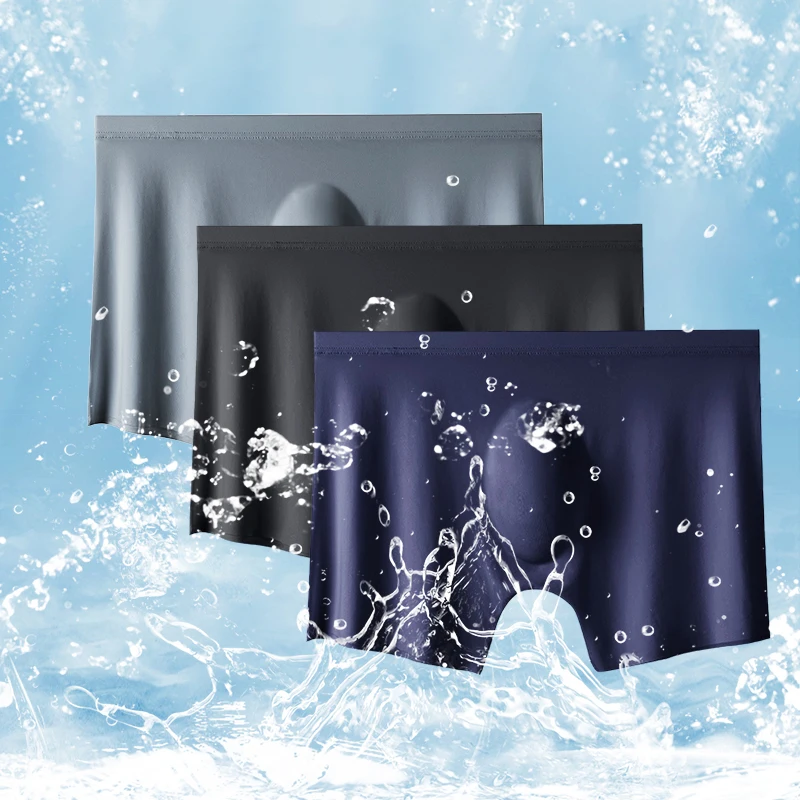 4 개/몫 남자 여름 얼음 실크 복서 팬티 L-4XL  - Multi Pack Underwear 리뷰 및 가격