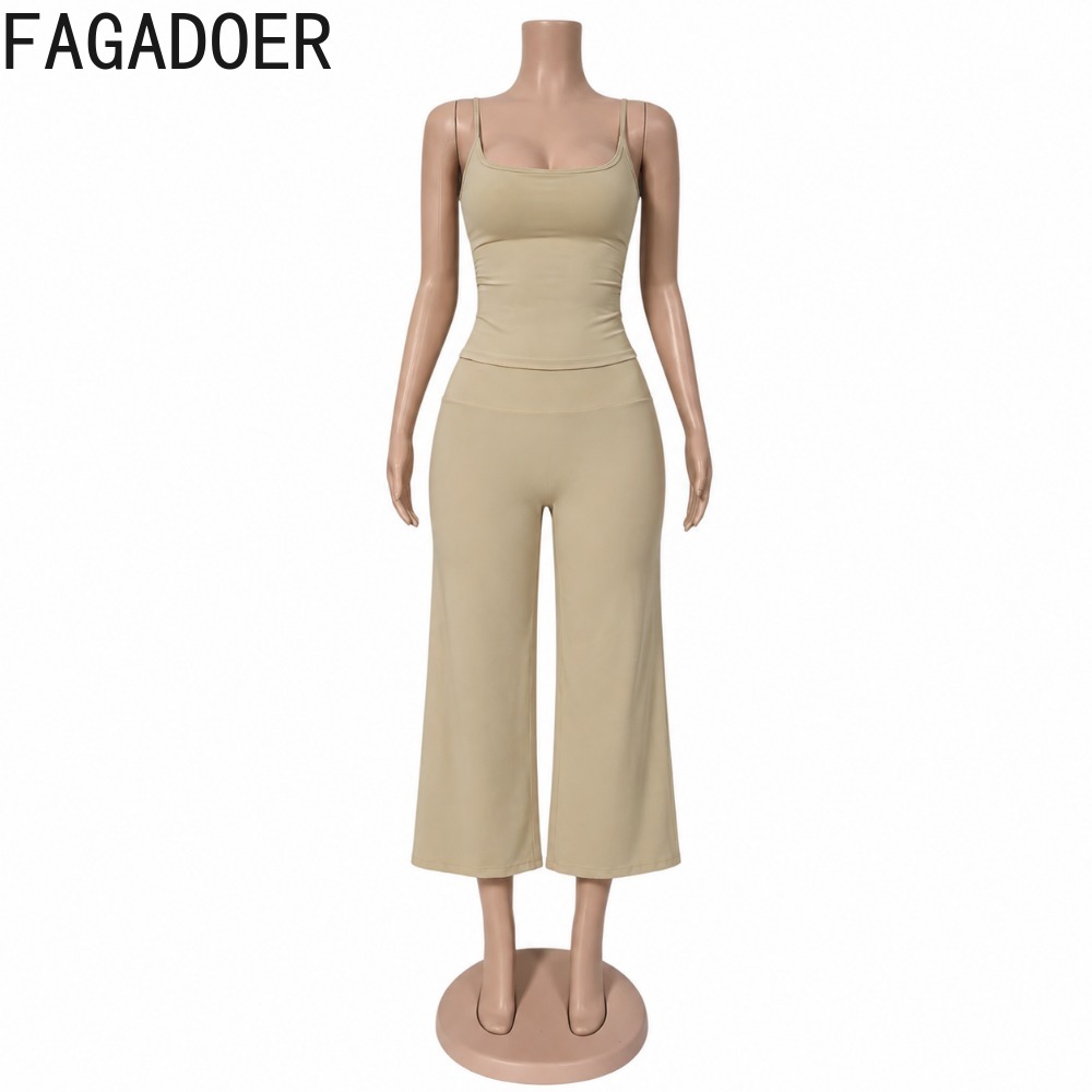 FAGADOER INS 트렌디 여성용 2피스 세트 스파 - Suspender Tank Top 리뷰 및 가격