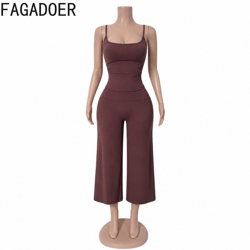 FAGADOER INS 트렌디 여성용 2피스 세트 스파 - Suspender Tank Top 리뷰 및 가격