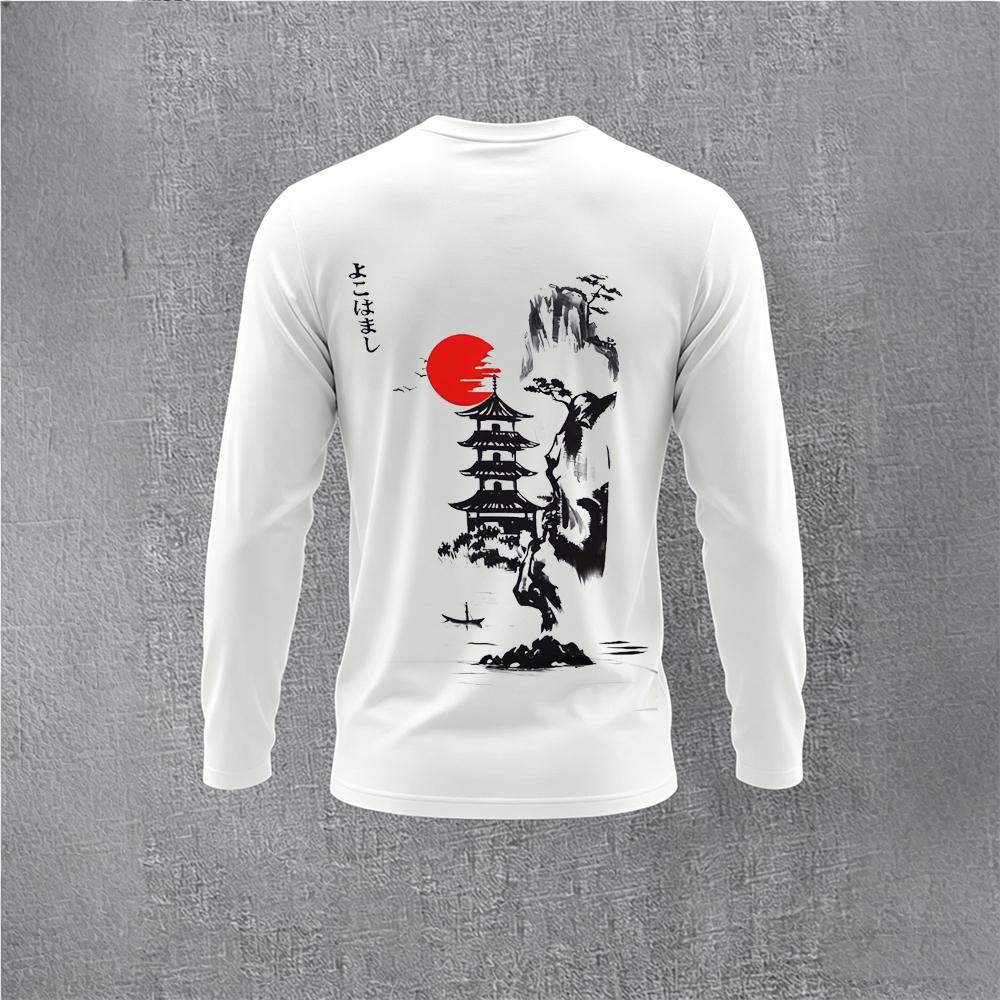 중국 스타일 잉크 매화 긴팔 티셔츠 남성용 빈티지 풍경 - Base Layer Top 리뷰 및 가격
